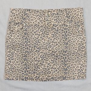 Foxy Jeans Denim Leopard Cheetah Print Mini Skirt, 11/31